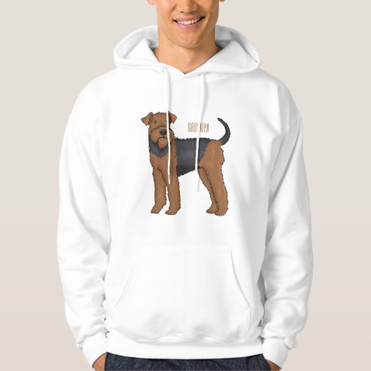 Airedale terrier dog cartoonイラストレーション パーカ (正面)