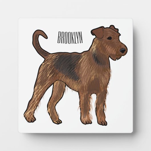 Airedale terrier dog cartoonイラストレーション フォトプラーク (正面)