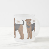 Airedale terrier dog cartoonイラストレーション フロストグラスマグカップ (正面右)