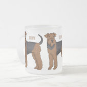 Airedale terrier dog cartoonイラストレーション フロストグラスマグカップ (正面左)