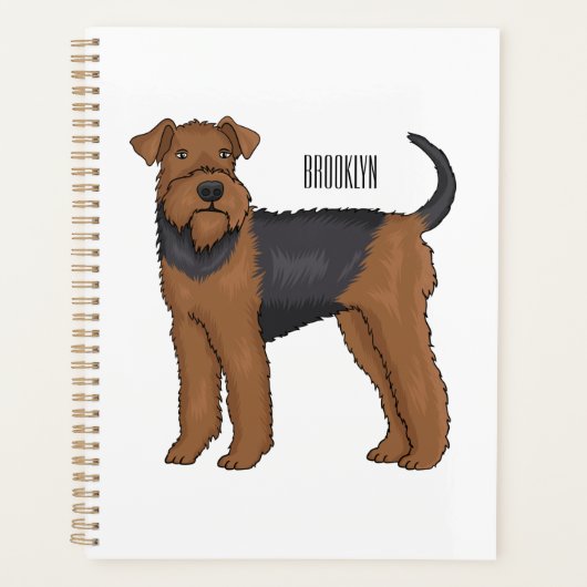 Airedale terrier dog cartoonイラストレーション プランナー手帳 (正面)