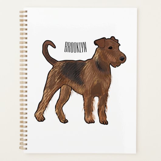 Airedale terrier dog cartoonイラストレーション プランナー手帳 (正面)