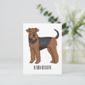 Airedale terrier dog cartoonイラストレーション ポストカード (スタンド正面)