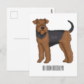 Airedale terrier dog cartoonイラストレーション ポストカード (正面/裏面)