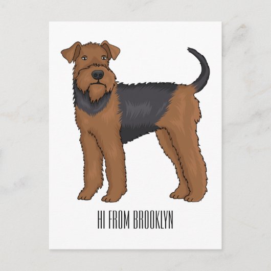 Airedale terrier dog cartoonイラストレーション ポストカード (正面)
