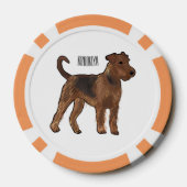 Airedale terrier dog cartoonイラストレーション ポーカーチップ (裏面)