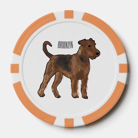Airedale terrier dog cartoonイラストレーション ポーカーチップ (正面)