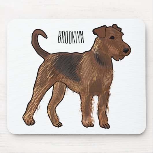 Airedale terrier dog cartoonイラストレーション マウスパッド (正面)