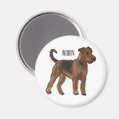 Airedale terrier dog cartoonイラストレーション マグネット (正面/裏面)