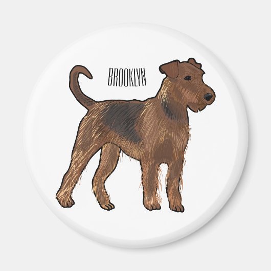 Airedale terrier dog cartoonイラストレーション マグネット (正面)