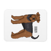 Airedale terrier dog cartoonイラストレーション マグネット (横)
