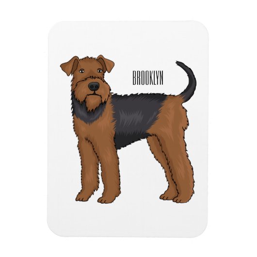 Airedale terrier dog cartoonイラストレーション マグネット (縦)