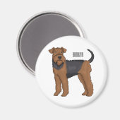 Airedale terrier dog cartoonイラストレーション マグネット (正面/裏面)