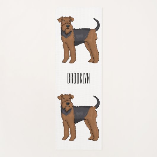 Airedale terrier dog cartoonイラストレーション ヨガマット (正面)