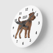 Airedale terrier dog cartoonイラストレーション ラウンド壁時計 (傾斜)