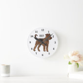 Airedale terrier dog cartoonイラストレーション ラウンド壁時計 (ホーム)