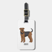 Airedale terrier dog cartoonイラストレーション ラゲッジタグ (正面縦)