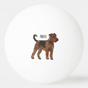 Airedale terrier dog cartoonイラストレーション 卓球ボール
