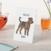 Airedale terrier dog cartoonイラストレーション 台座サイン (インサイチュ)
