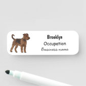 Airedale terrier dog cartoonイラストレーション 名札 (インサイチュ)