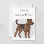 Airedale terrier dog cartoonイラストレーション 招待状 (裏面)