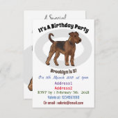Airedale terrier dog cartoonイラストレーション 招待状 (正面/裏面)