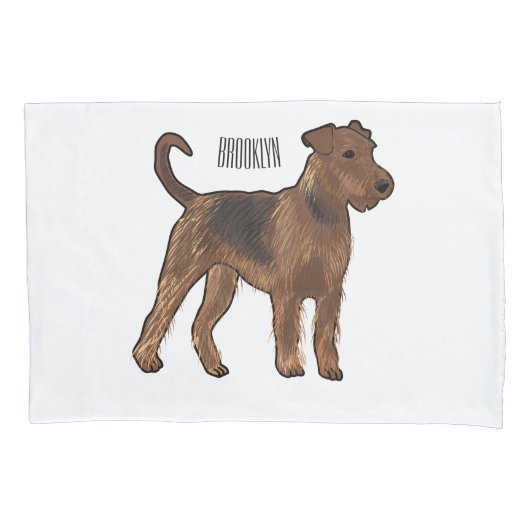 Airedale terrier dog cartoonイラストレーション 枕カバー (正面)