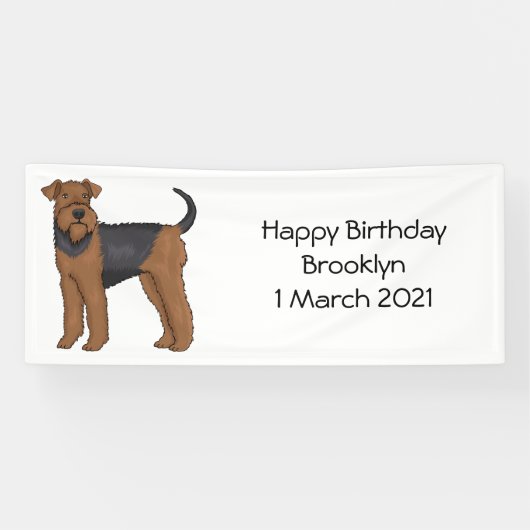 Airedale terrier dog cartoonイラストレーション 横断幕 (横)