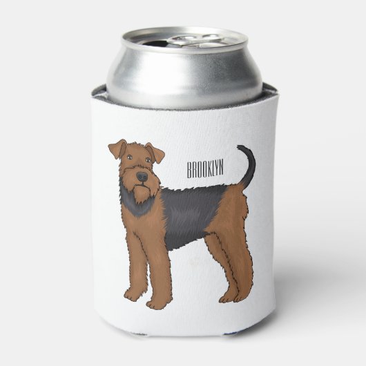 Airedale terrier dog cartoonイラストレーション 缶クーラー (缶正面)