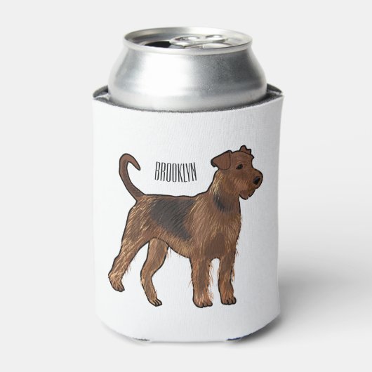 Airedale terrier dog cartoonイラストレーション 缶クーラー (缶正面)