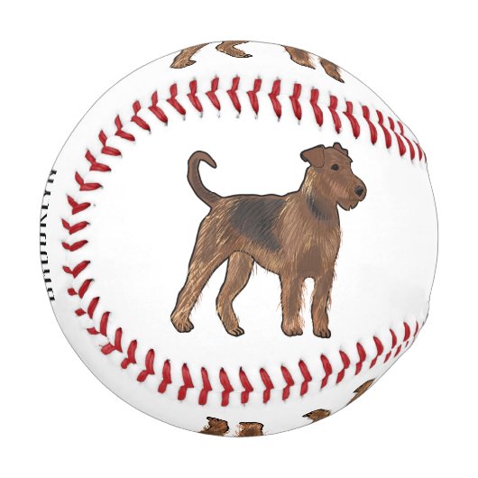 Airedale terrier dog cartoonイラストレーション 野球ボール (正面左)