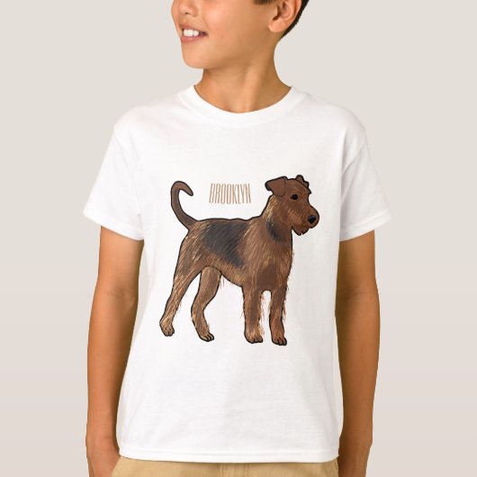 Airedale terrier dog cartoonイラストレーション tシャツ (正面)