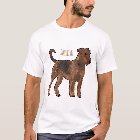 Airedale terrier dog cartoonイラストレーション tシャツ (正面)