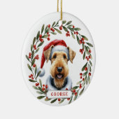 Airedale Terrier Dog Ceramic Circle Ornament セラミックオーナメント (右)