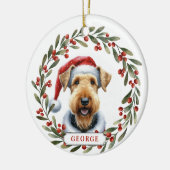 Airedale Terrier Dog Ceramic Circle Ornament セラミックオーナメント (左)