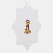 Airedale Terrier Dog Christmas Outfits Santa Hat D オーナメントカード (右)