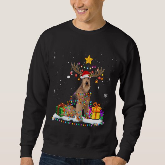 Airedale Terrier Dog Christmas Reindeer Chrimas スウェットシャツ (正面)