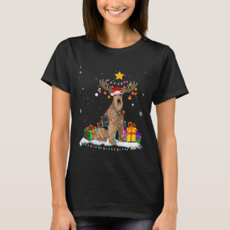 Airedale Terrier Dog Christmas Reindeer Chrimas Tシャツ