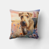 Airedale Terrier Dog in a Wildflower Meadow クッション (裏面)