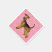 Airedale Terrier Dog Love With Pinkハートパターン スタンダードカクテルナプキン (角)