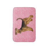 Airedale Terrier Dog Love With Pinkハートパターン バスマット (正面縦)