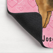 Airedale Terrier Dog Love With Pinkハートパターン マウスパッド (コーナー)