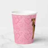 Airedale Terrier Dog Love With Pinkハートパターン 紙コップ (右)