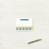 Airedale Terrier Dog & Paw Yellow & Blue Grid ポストイット (デスク上)