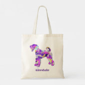 Airedale Terrier Dog Purpleシルエット2面 トートバッグ (裏面)