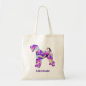 Airedale Terrier Dog Purpleシルエット2面 トートバッグ (正面)