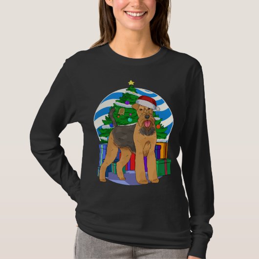 Airedale Terrier Dog Santa Christmas Tree Decor Tシャツ (正面)