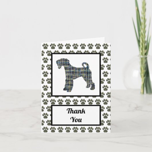 Airedale Terrier Dog Silette Grid Thank You サンキューカード (正面)