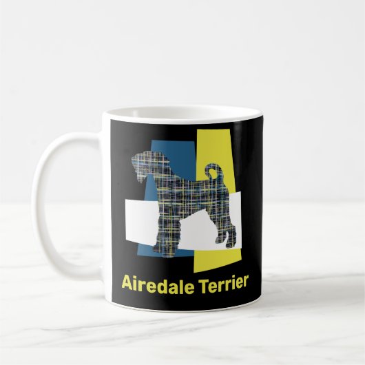 Airedale Terrier Dog YB Grid TriColorコーヒーマグ コーヒーマグカップ (左)