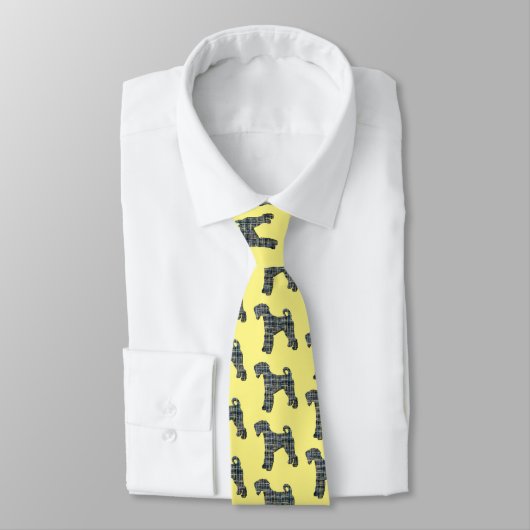 Airedale Terrier Dog Yellow & Blue Line Yellow Tie ネクタイ (タイ)